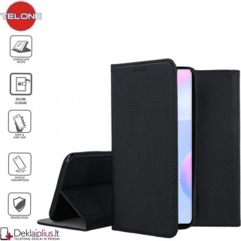 Telone smart magnet serijos atverčiamas dėklas - juodas (Xiaomi Redmi 9A)